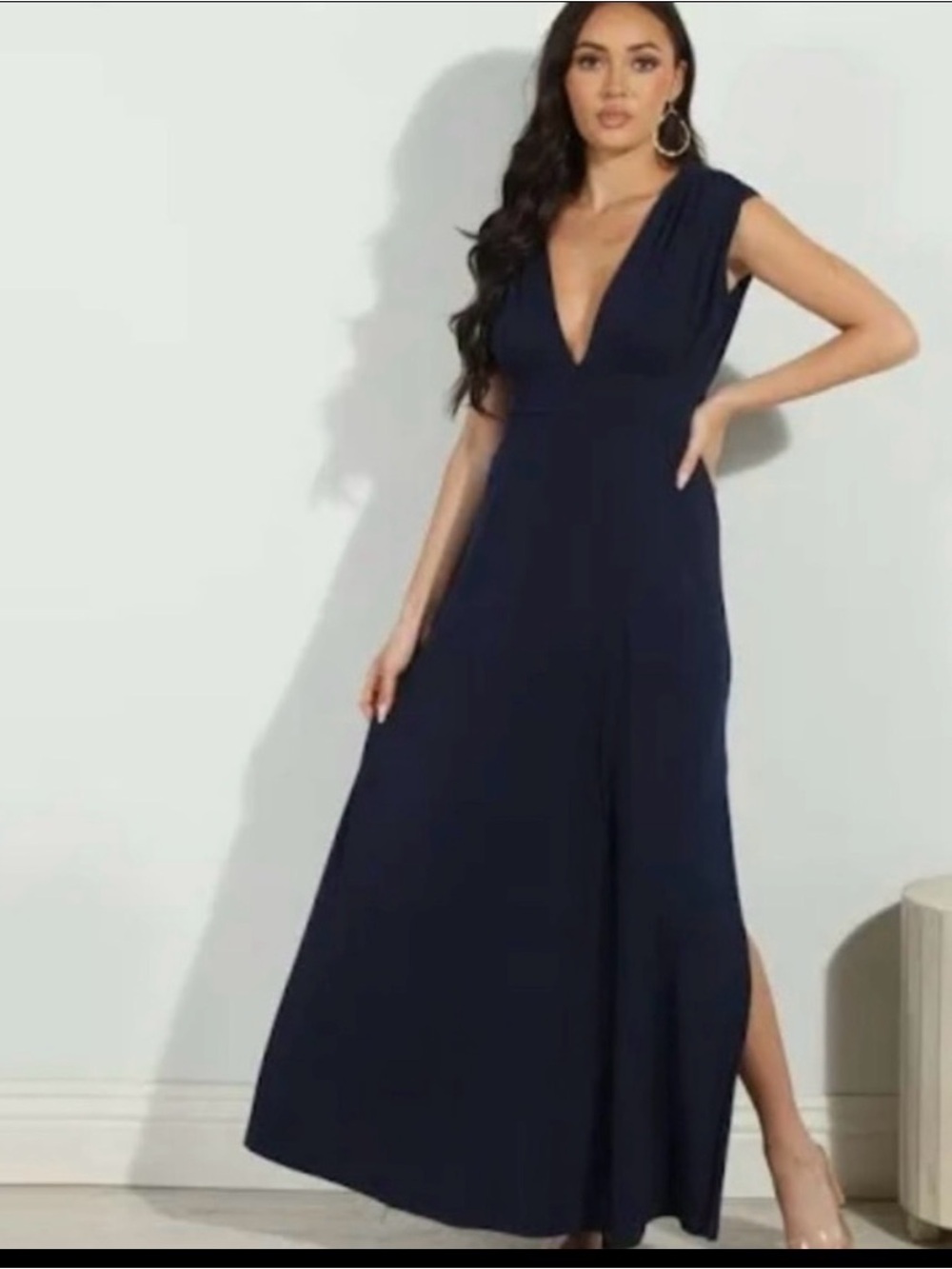 Veronica M Black Ruched Maxi Gown